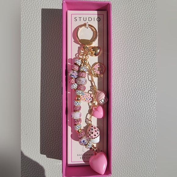Studio Accessories - Studio Pink and Gold Beaded Keychain
